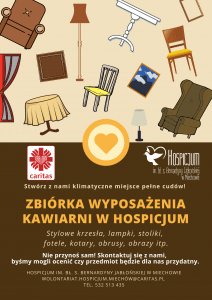 zbiórka wyposażenia kawiarni w hospicjum